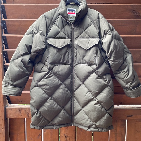 Levis diamond quilt women small down puffer coat - Picture 4 of 15